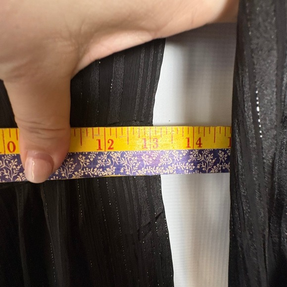 NWT En Creme Black Metallic Ruffle Tie Neck Midi Dress Medium Whimsigoth Vampire - Picture 10 of 13